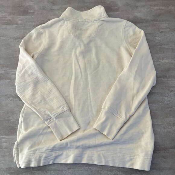 LL Bean White Quarter Snap Pullover Sweatshirt Womens Medium Regular Cotton - Picture 2 of 5